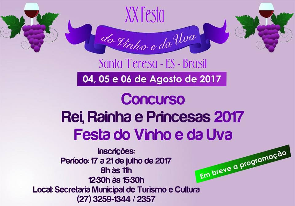 Aberta as inscrições para o concurso Rei, Rainha e Princesas da Uva e do Vinho 2017