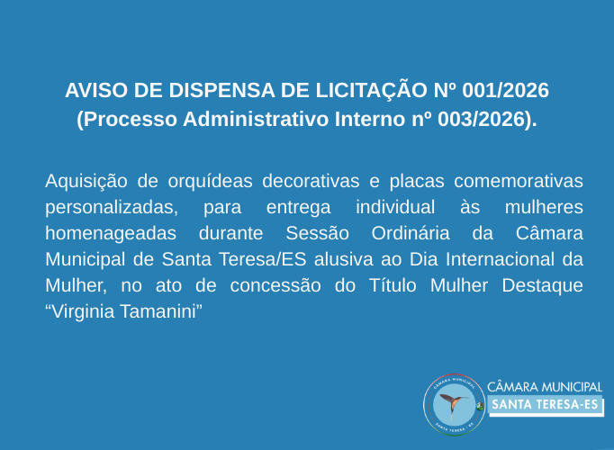 AVISO DE DISPENSA DE LICITAÇÃO Nº 001/2026