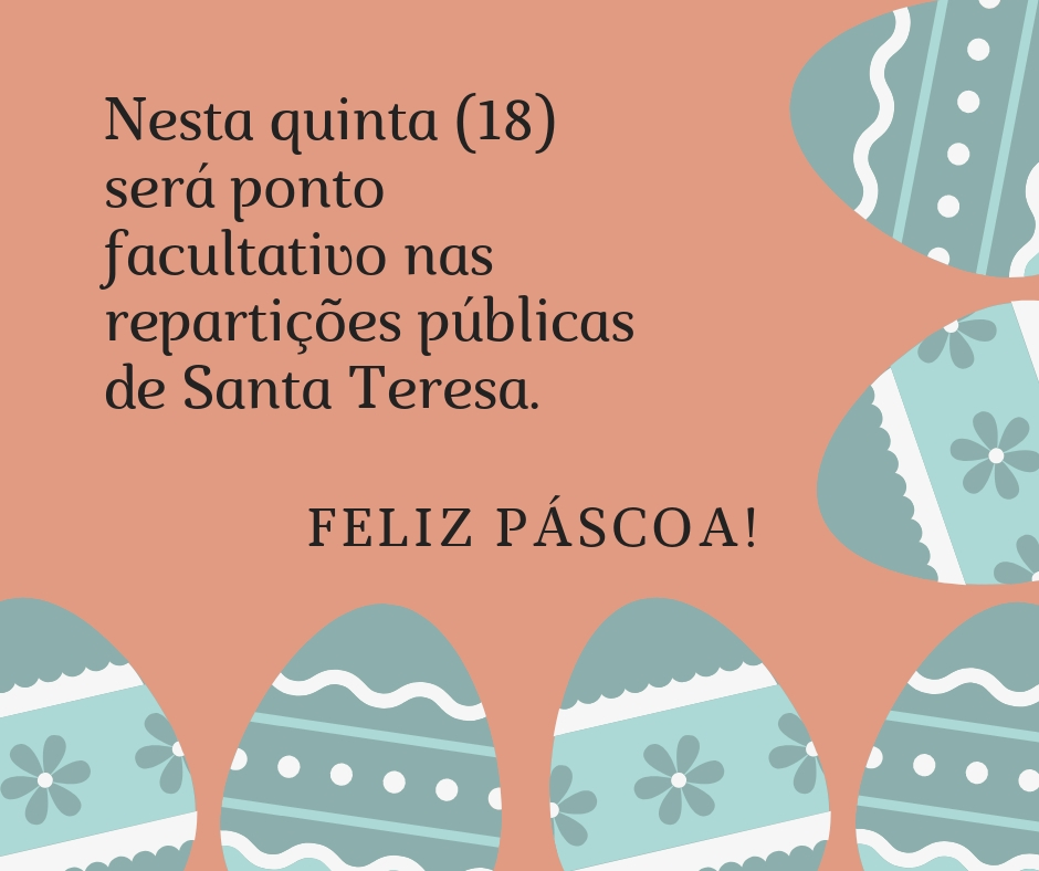 Nesta quinta (18) será ponto facultativo nas repartições públicas de Santa Teresa