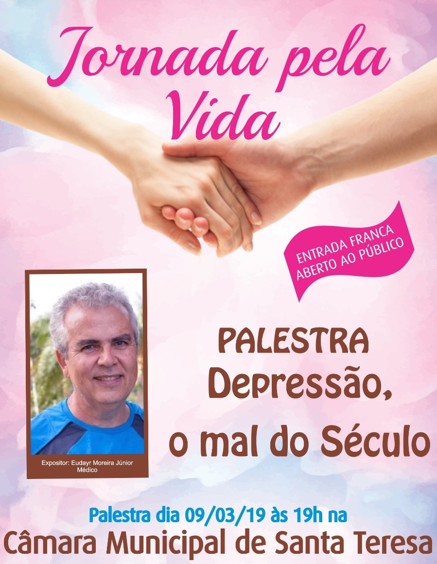 Jornada pela Vida: sábado (9) tem palestra sobre depressão na Câmara de Santa Teresa