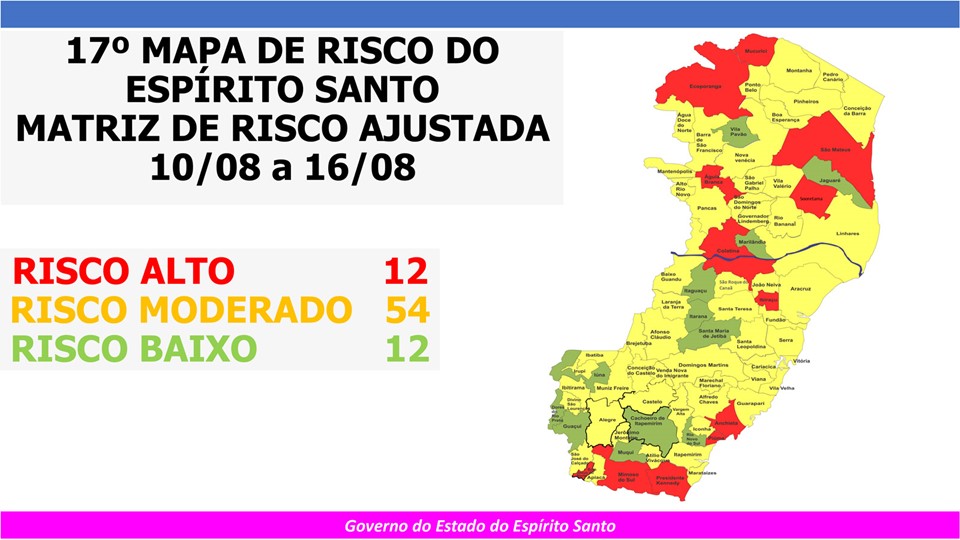 Santa Teresa volta para o Risco Moderado no Mapa da Covid-19