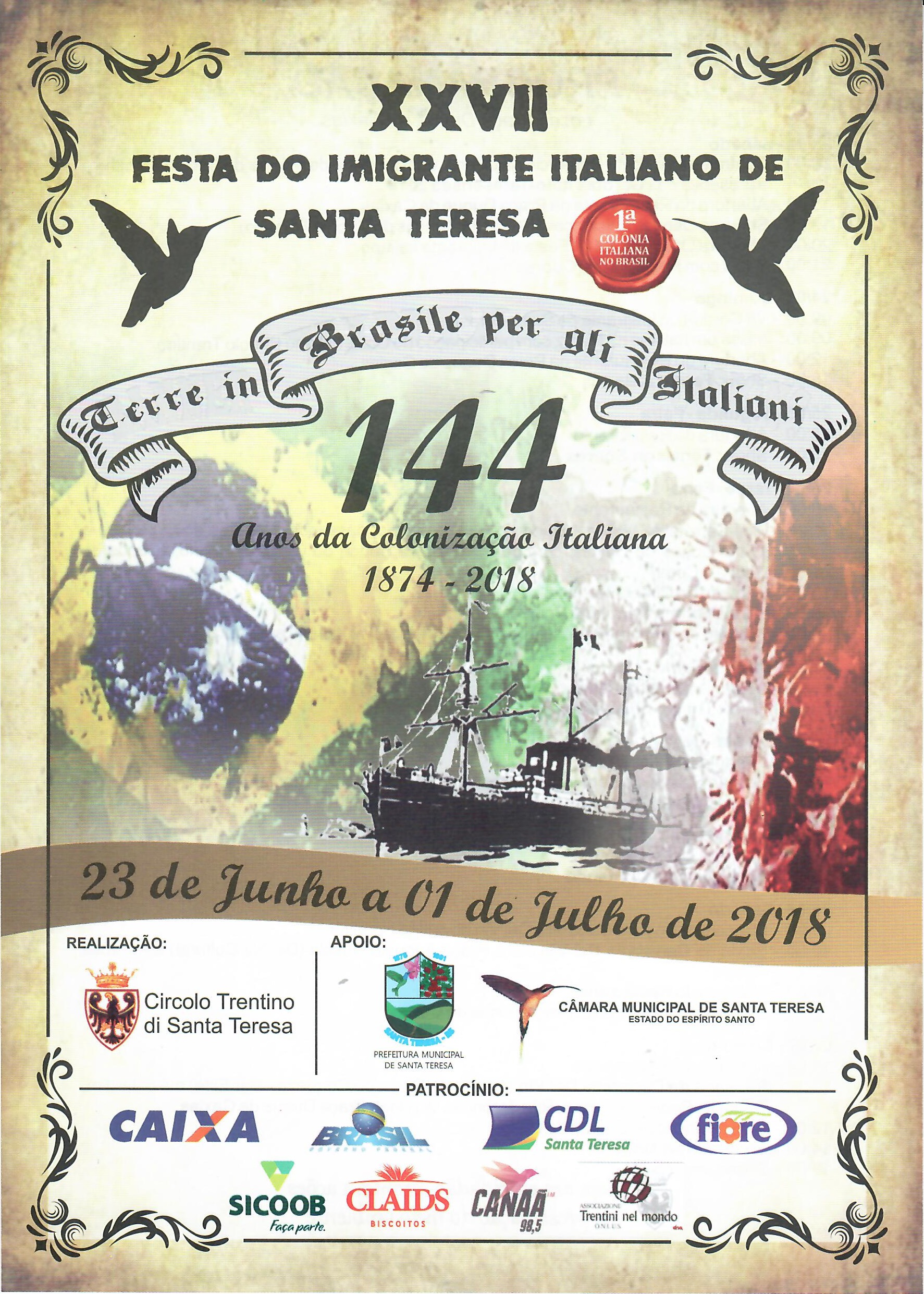 Confira a programação da XXVII Festa do Imigrante Italiano em Santa Teresa