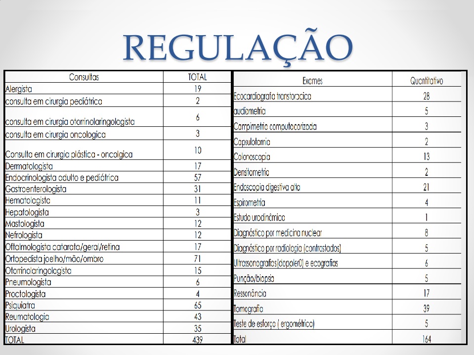 Demonstrativo de consultas e exames de especialidades realizadas no 1º quadrimestre de 2017.