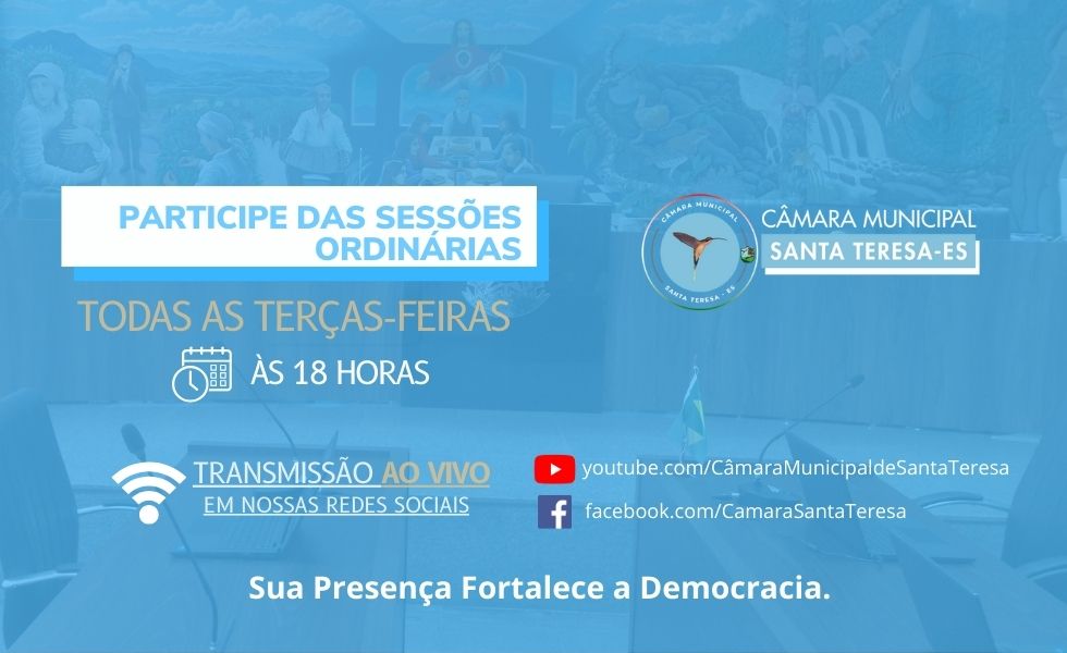 Participe das Sessões Ordinárias da Câmara Municipal