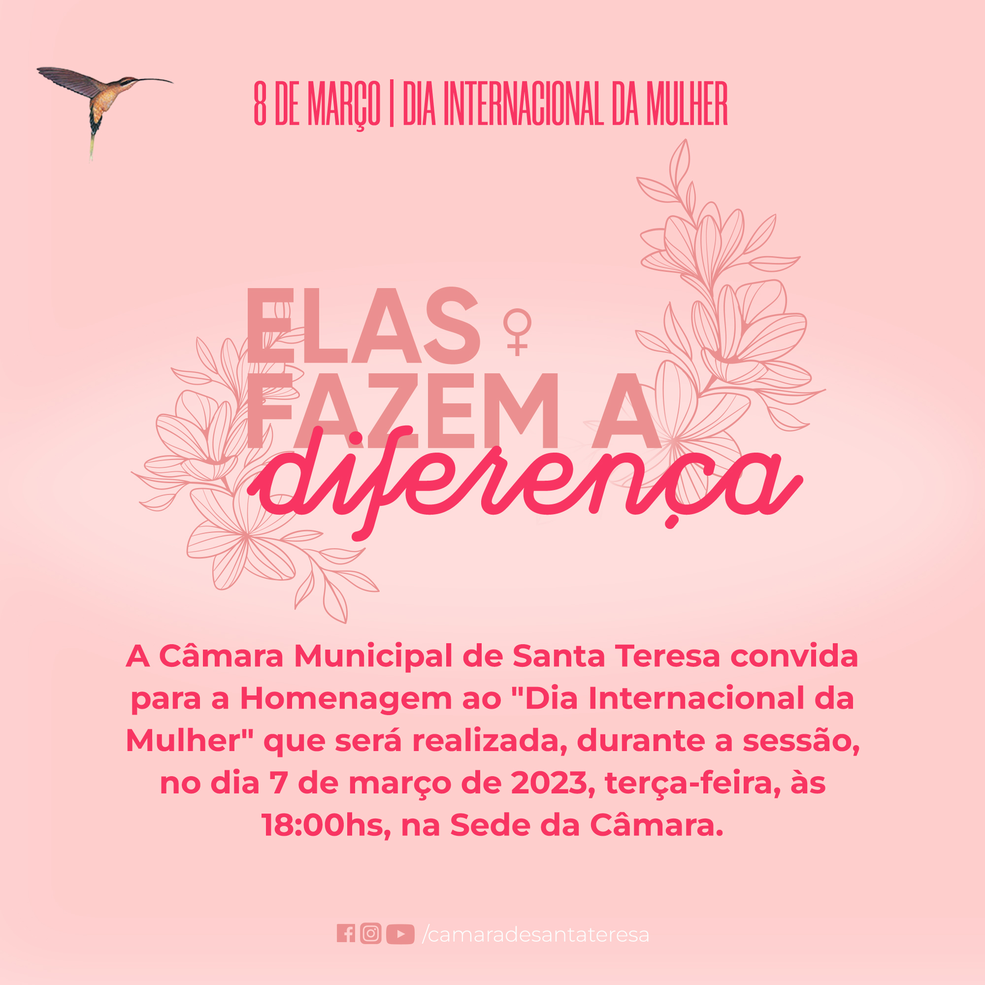 Homenagem deverá ocorrer durante a 4ª Sessão Ordinária, no plenário da Câmara Municipal