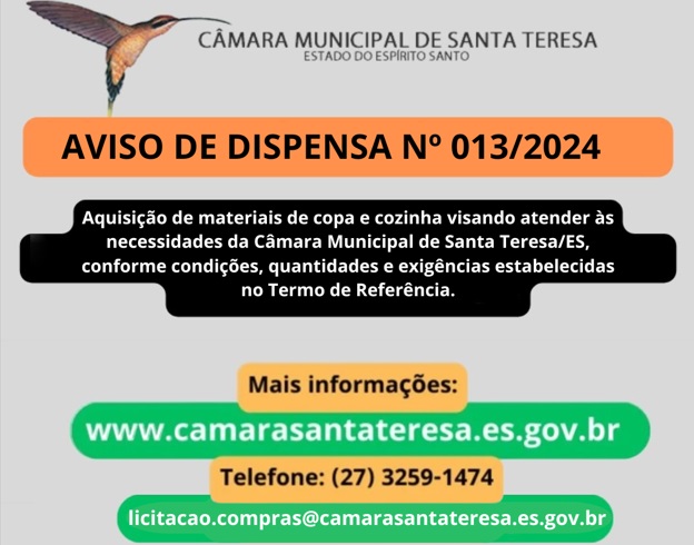 AVISO DE CONTRATAÇÃO DIRETA Nº 013/2024