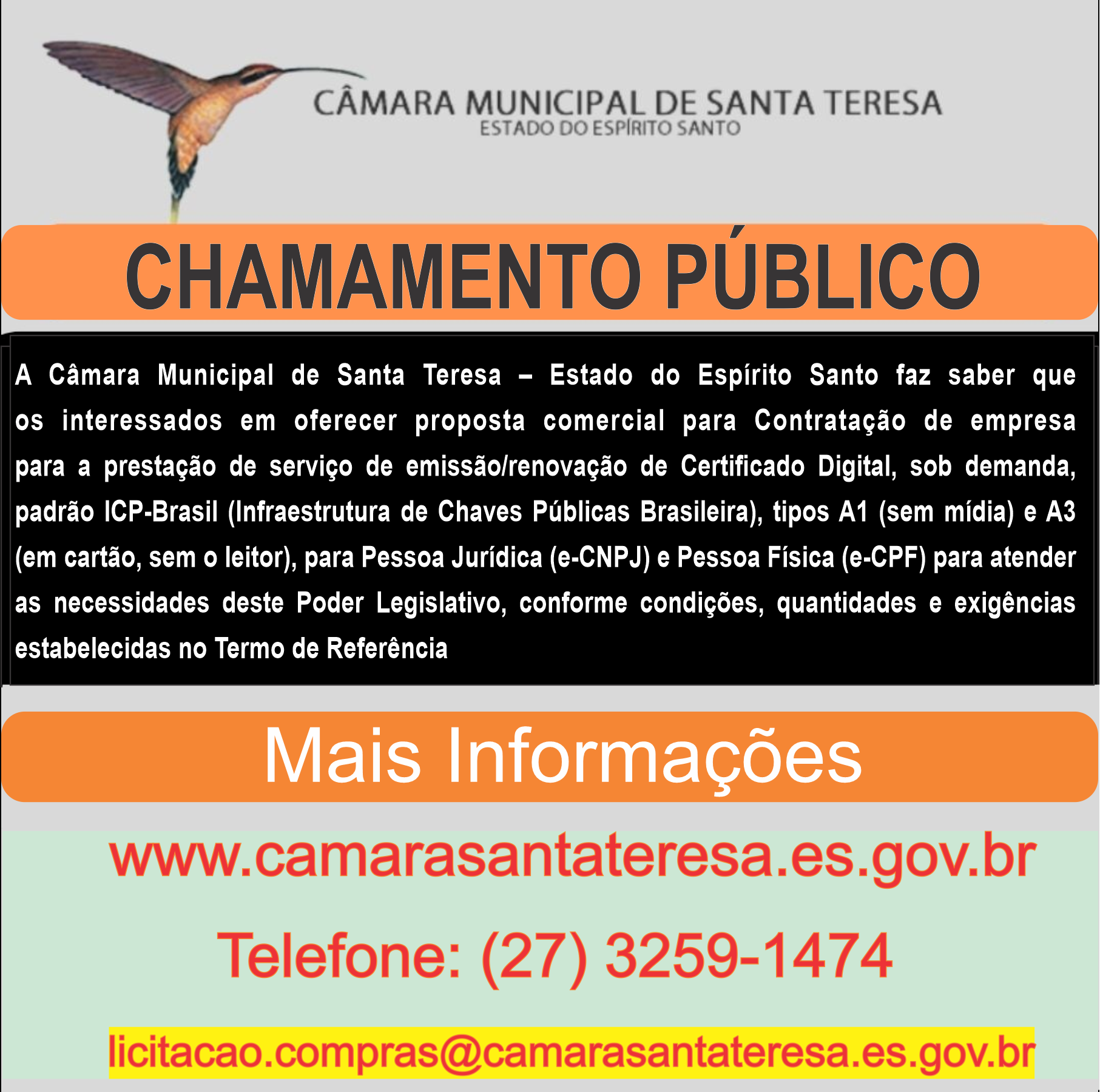 CHAMAMENTO PÚBLICO -  Certificado Digital