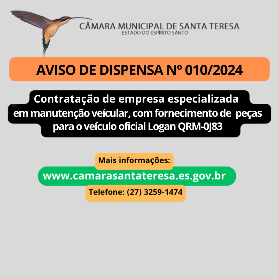 AVISO DE CONTRATAÇÃO DIRETA Nº 010/2024 