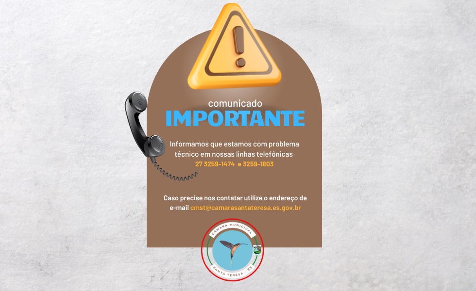AVISO: Problemas técnicos em nossas linhas telefônicas