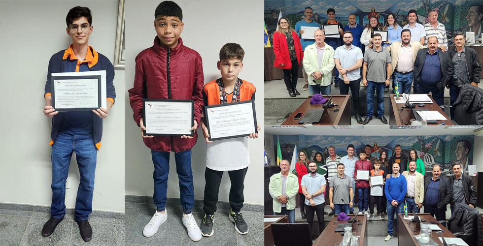 Câmara Municipal de Santa Teresa presta homenagem a estudante do Programa Jovem Senador e atletas campeões da Grande Vitória CUP 2024