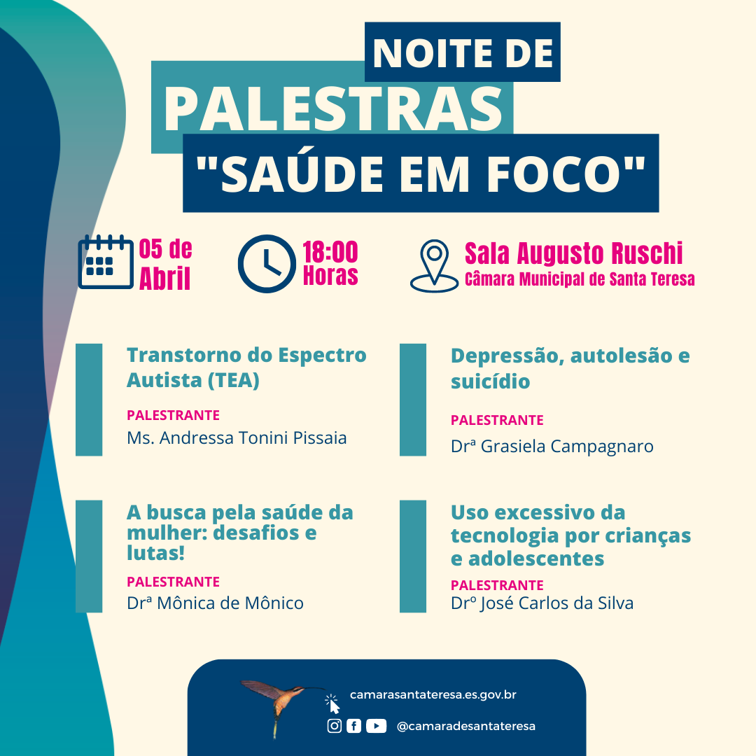 Saúde mental: noite de palestras na Câmara acontece no dia 5  