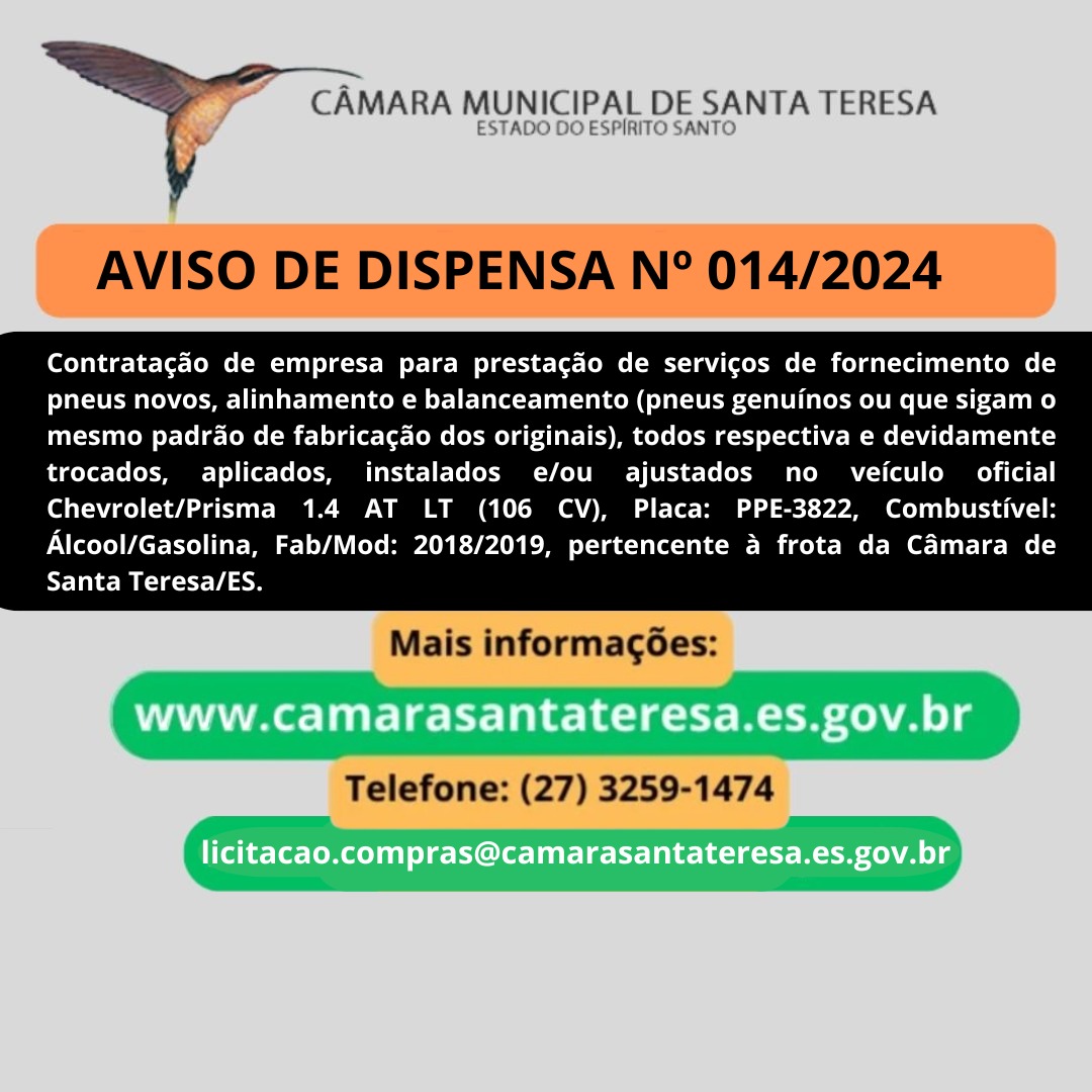 AVISO DE CONTRATAÇÃO DIRETA Nº 014/2024